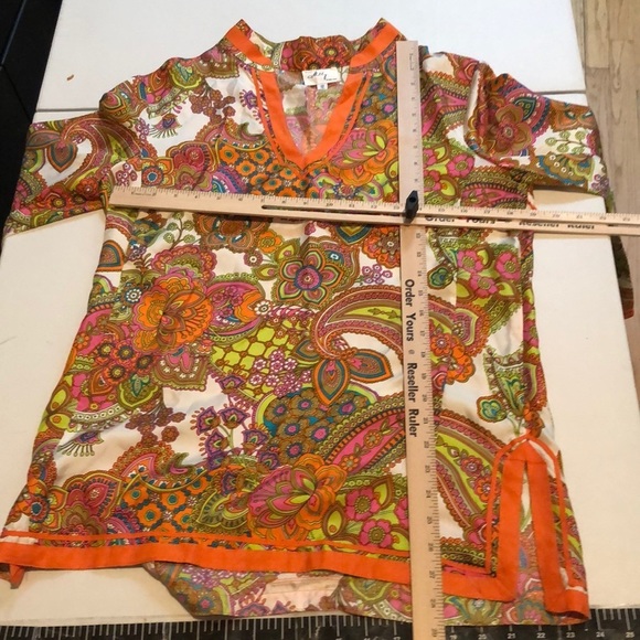 MILLY of NEW YORK size 10-12 multi colored paisley print Mini Skirt & tunic - Picture 4 of 16